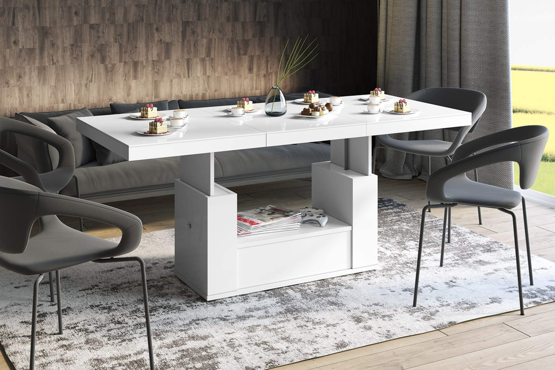 HU Design Couchtisch Tisch HM- Hochglanz Schublade