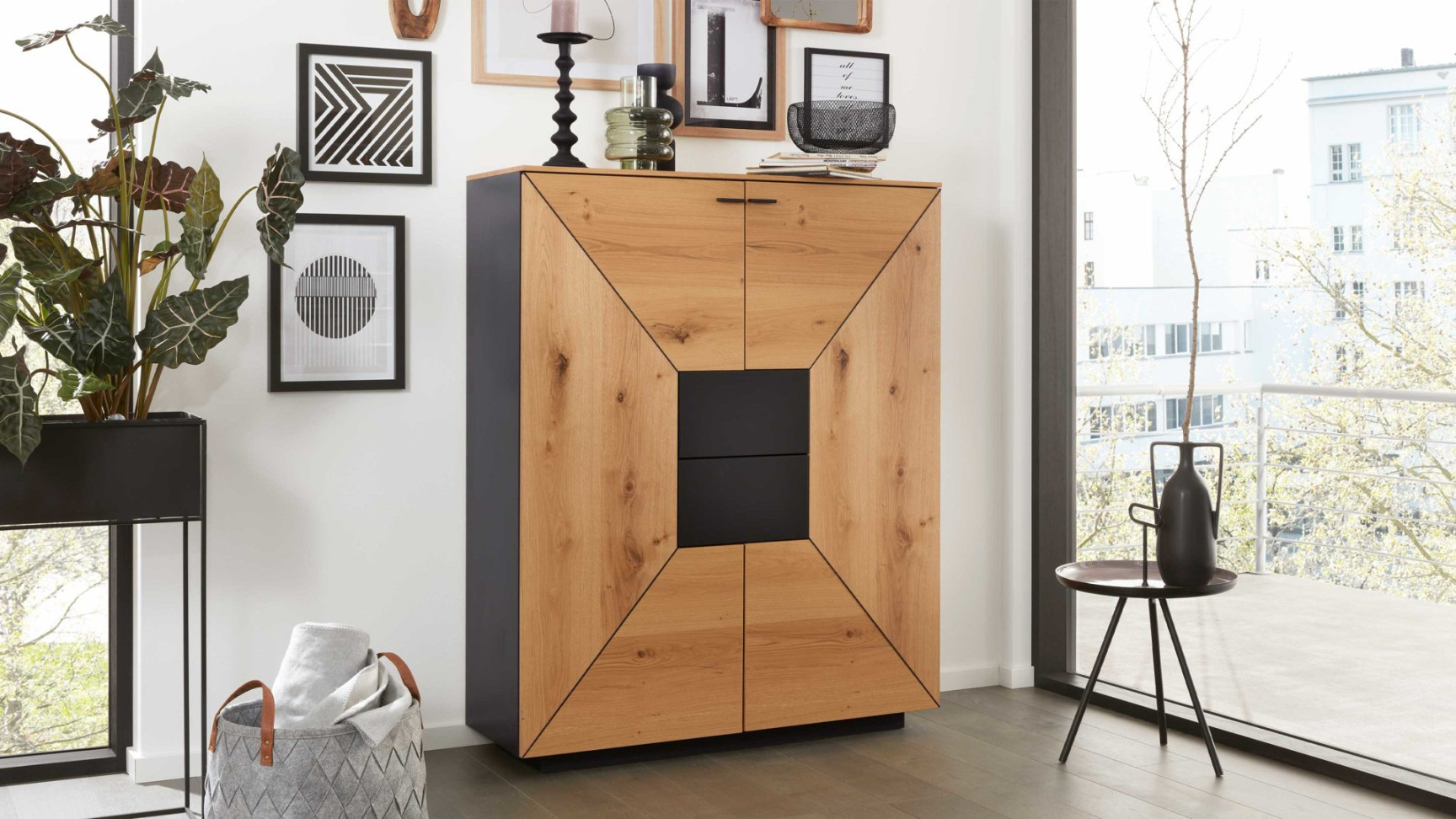 Interliving Wohnzimmer Serie  – Highboard HB, Anthrazit