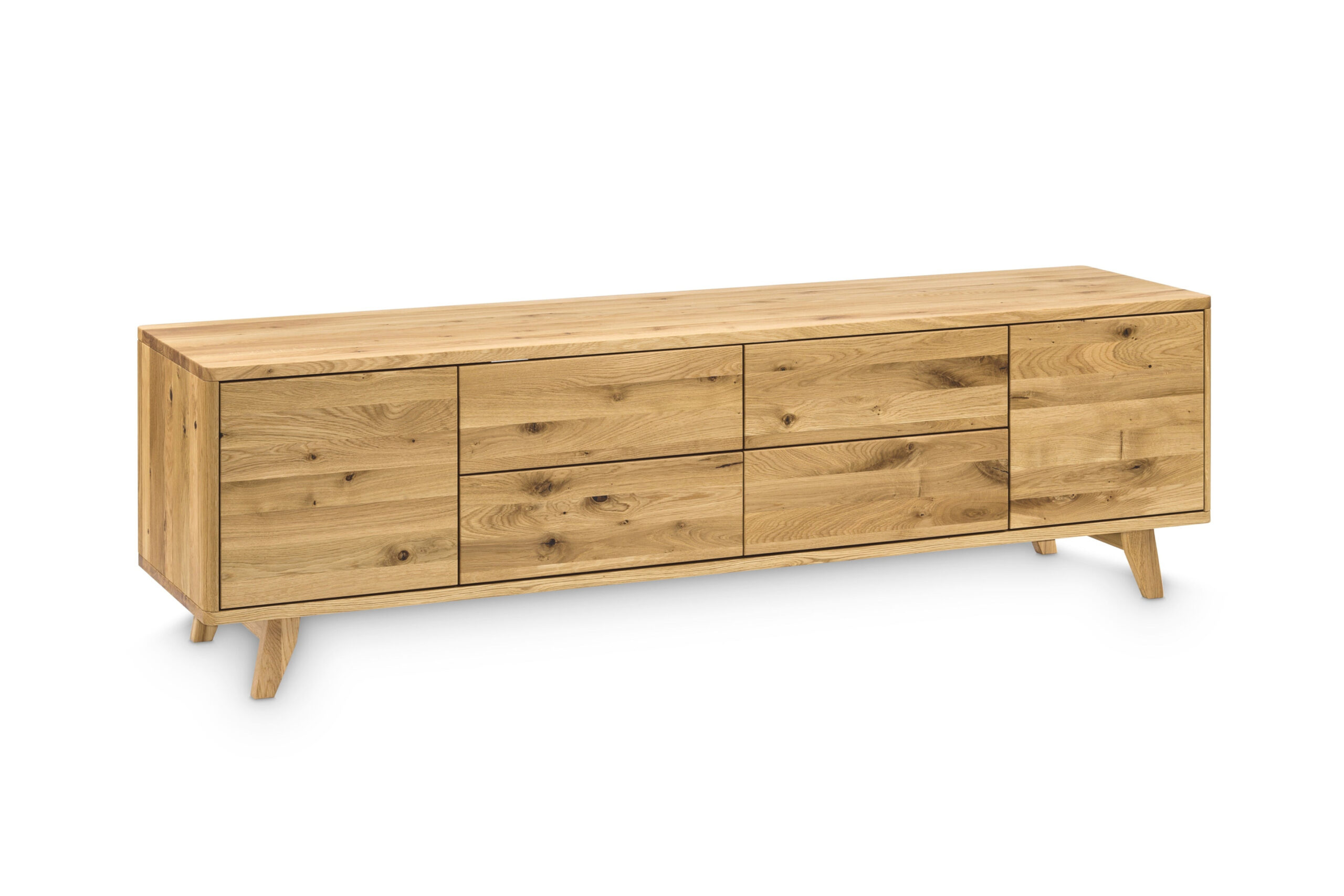 Lowboard in solid oak » Mid-Century, Push-To-Close  ekomia